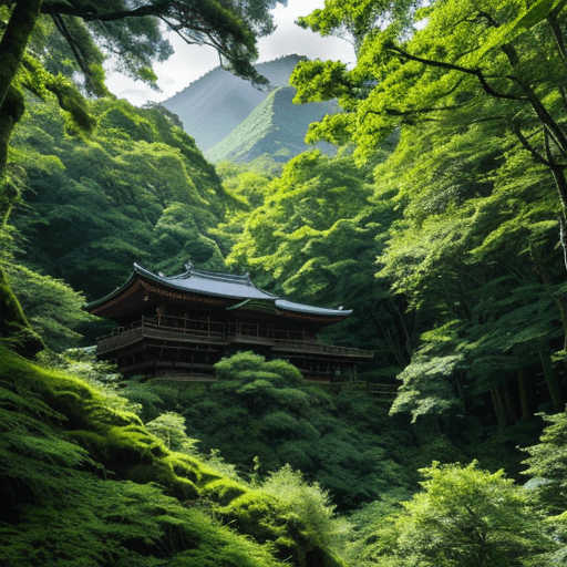 AI generated: a mysterious dense forest with lush green trees inspired by "Painting in the Forest" by Ivan Shishki...