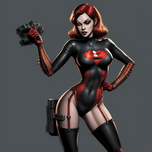 AI generated: woman dressed up as a comic book character, in the style of realistic and hyper-detailed renderings,...