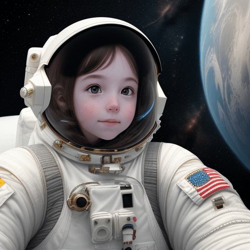 AI generated: A girl with a dream of going to space one day and a bright future at head of her ,white skin