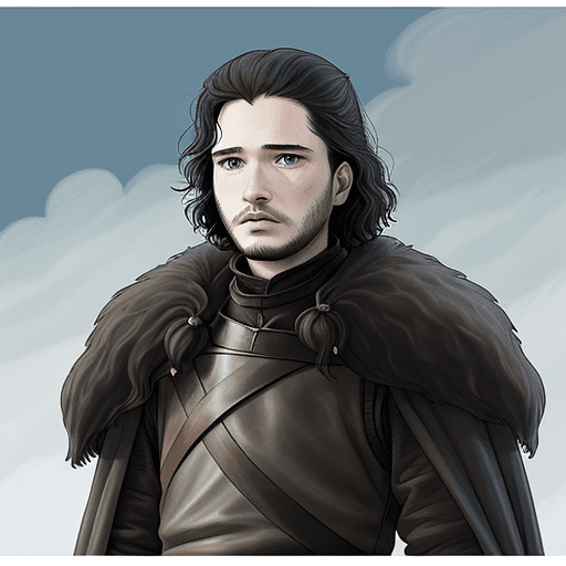 AI generated: Jon Snow from Game of Thrones in Studio Ghibli style
