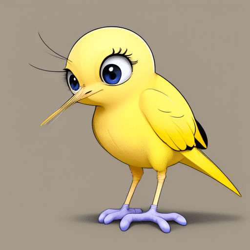 AI generated: the character Tweety looks curious with staring eyes. Also with happy face without wings