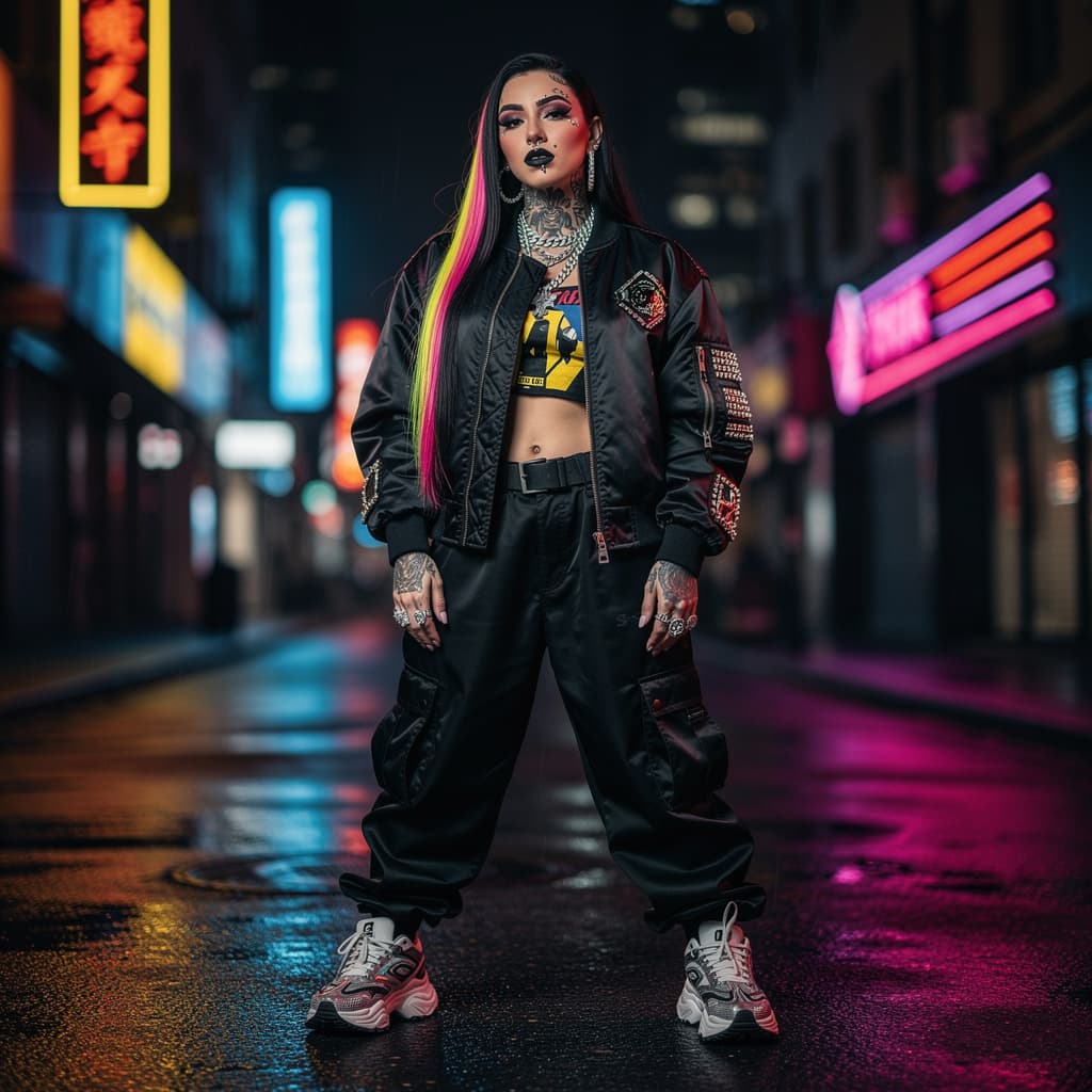 AI generated: beautiful russian trapmetal rapper girl posing for a photoshoot It is a high resolution photography,...