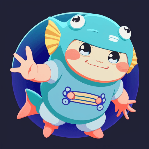 AI generated: Cute adorable fish baby waving and smiling greeting me, style of anime masterpiece style of Kurzgesa...