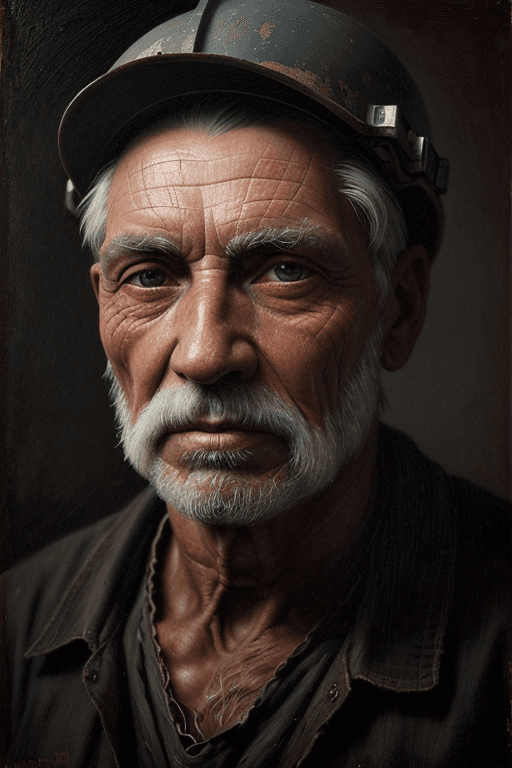 AI generated: a portrait of an old coal miner in 19th century, beautiful painting with highly detailed face by gre...