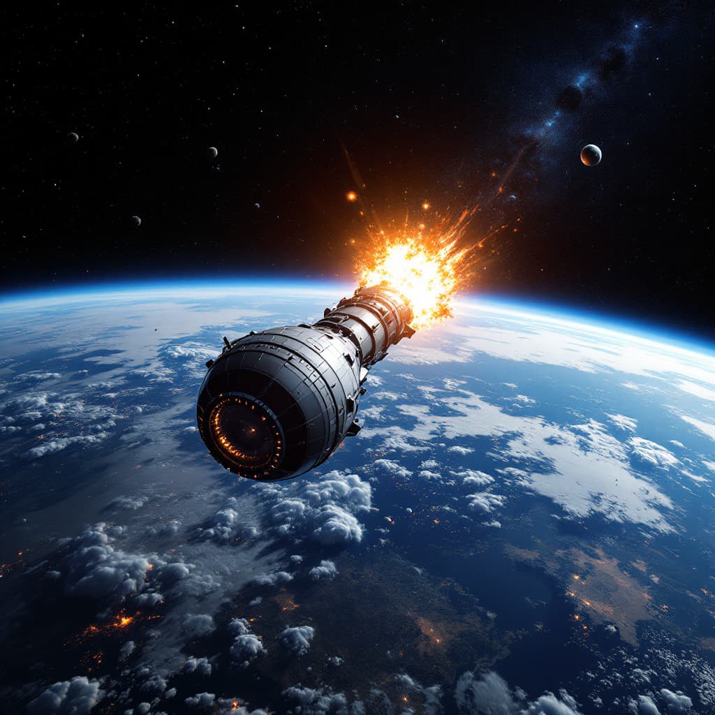AI generated: Create an Orion nuclear pulse propulsion spacecraft based on the interplanetary version launched via...