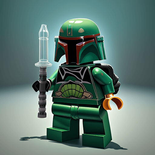 AI generated: lego star wars  boba fett character, full body, blender 3d, art station and behance, Disney Pixar, M...