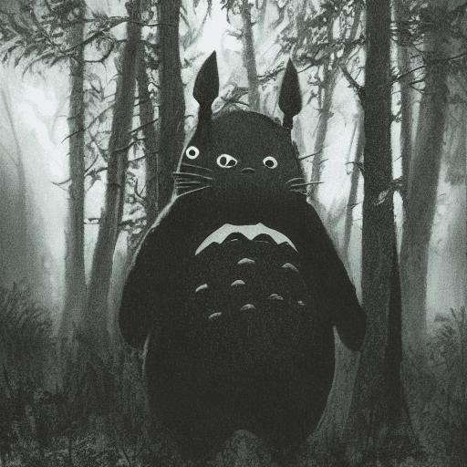 AI generated: totoro with a chevalry equipement in the forest , 80s dark fantasy, dark fantasy, dark fantasy aesth...