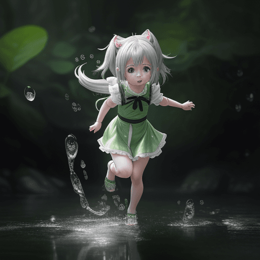 AI generated: little girl, rini anime character senroe no aikatan chibi, in the style of water drops, realistic hy...