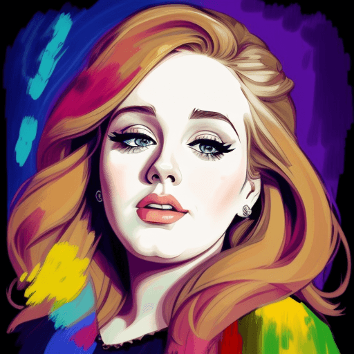 AI generated: 
provide a famous portrait of the singer Adele with fauvist colorful brushstrokes.