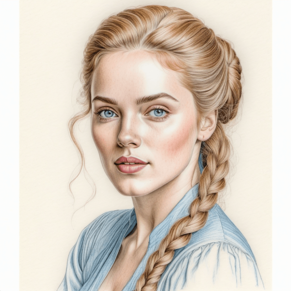 AI generated: A colored-pencil art of a beautiful woman.  Highly detailed. In the style of Adrian Donaghue. The pa...