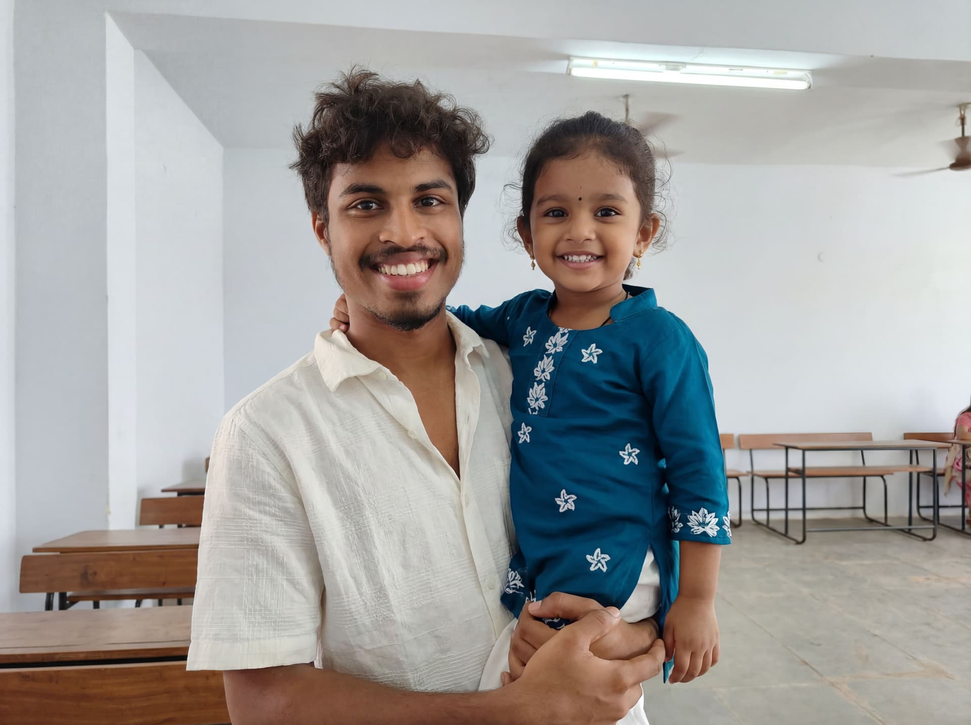 AI generated: Convert this image into dad and daughter combo the boy has to be a dad and the girl has to be a daug...