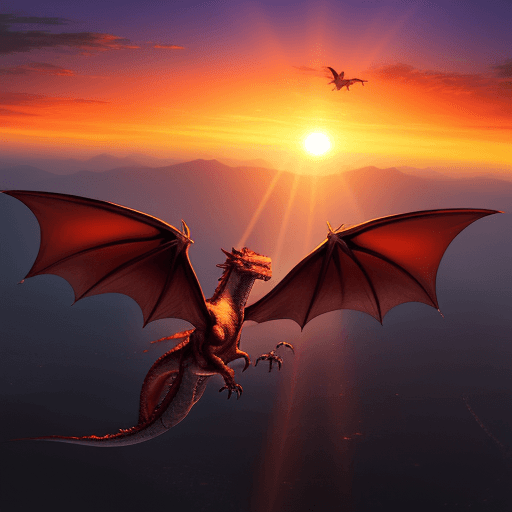 AI generated: A dragon flying at sunset