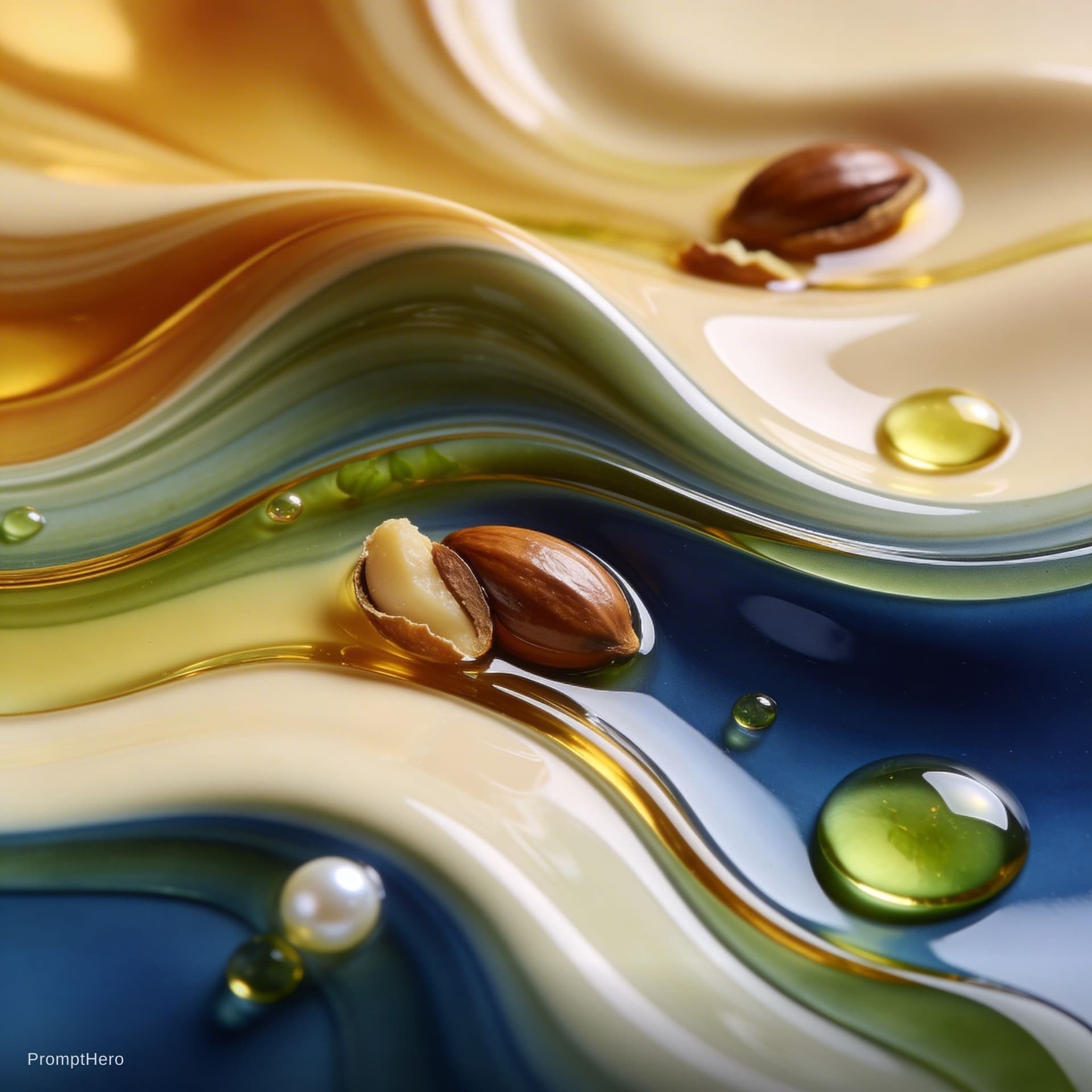 AI generated: A high-end abstract fluid composition with smooth, continuous flowing liquid waves and elegant marbl...