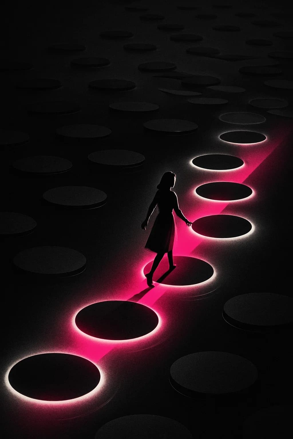 AI generated: Cinematic black-and-white editorial illustration with layered shadows and minimalist refinement. Man...