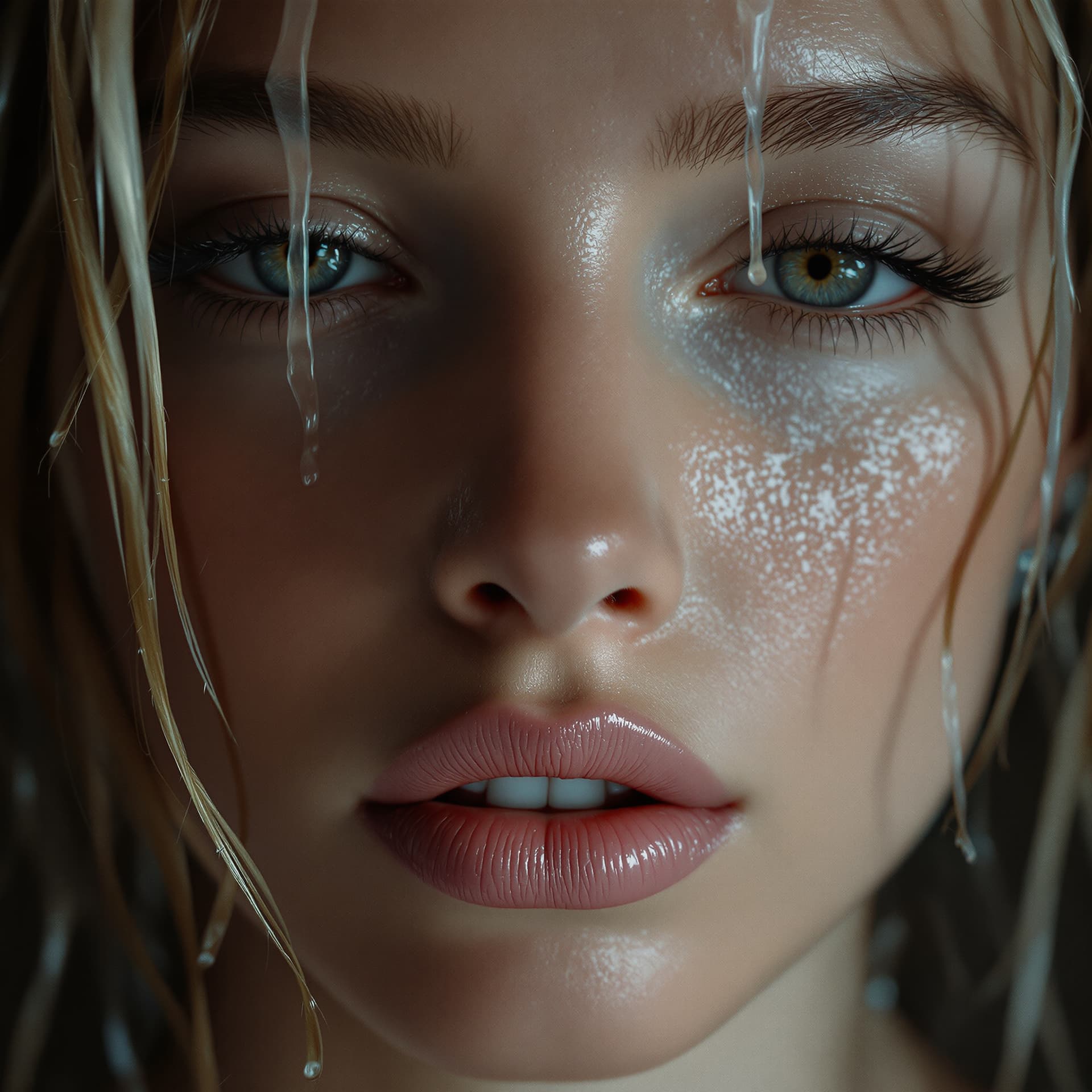AI generated: Hyper-realistic erotic fine art photography in the style of Nicolas Winding Refn and Caravaggio, ext...