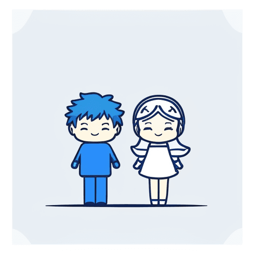 AI generated: [a minimalist web illustration: whimsical blue line art], suitable for print on demand and captivati...