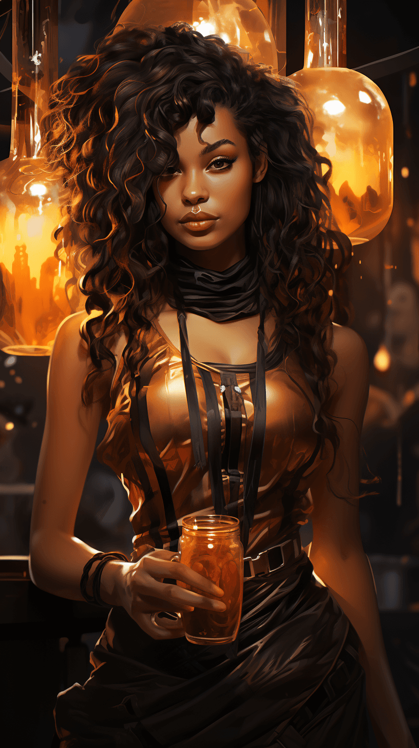 AI generated: drink your java screenshot 3, in the style of surreal illustrations, pop colorism, dark amber and wh...