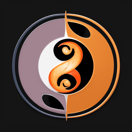 AI generated: an iconic vitange logo with the fiery yin and yang inside and simple to redraw by hand