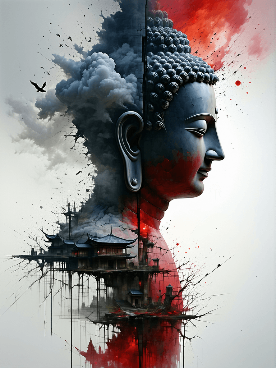 AI generated: Create an abstract, surreal, dystopian disturbing image showing the fear of nightmares returning. In...