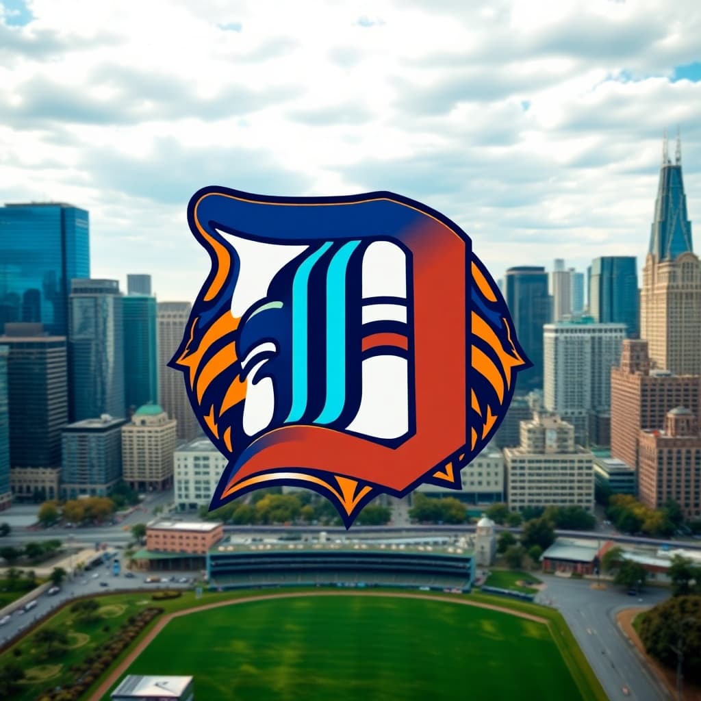 AI generated: Detroit Tigers" logo, featuring vibrant colors and intricate graphics in a hyper-realistic style, se...