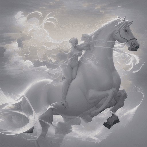 AI generated: there is a large white horse in zhe clouds with a sea background,a white horse made of clouds,cloud ...