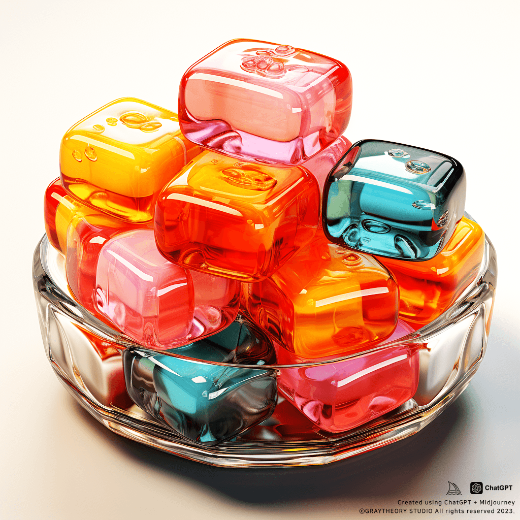 AI generated: photorealistic, product view, 3d render, candy, glossy, transparent background, plain, 16k, detail, ...