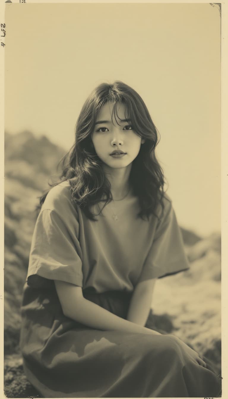 AI generated: Japanese girl, 18-21 years old, brown hair, high-quality photo portrait, shot on a Polaroid camera