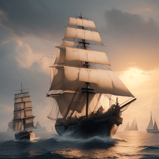 AI generated: Photo of a ultra realistic sailing ship, dramatic light, pale sunrise, cinematic lighting, battered,...