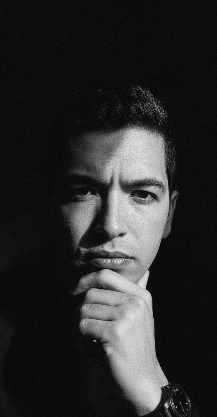AI generated: high resolution photography, monochrome, evoking the starkness of classic noir with an intimate, psy...