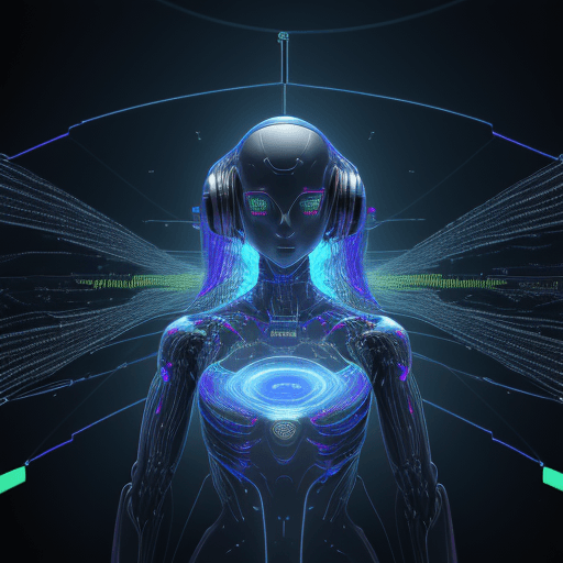 AI generated: digital art, hologram, bigdata, high technology, sound wave, digital landscape, neural network, Huma...