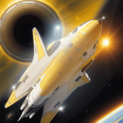 AI generated: Amidst the sparkling lemon cosmos, a whimsical space shuttle takes flight, showcasing a vibrant lemo...