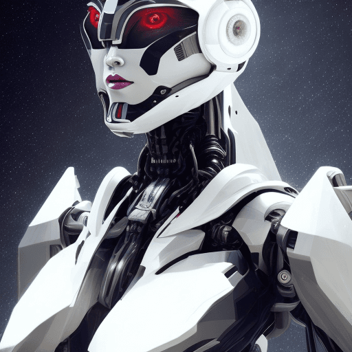 AI generated: full portrait close-up, max epic, beautiful girl in streamlined Sci-fi exo costume, gorgeous dreamy ...