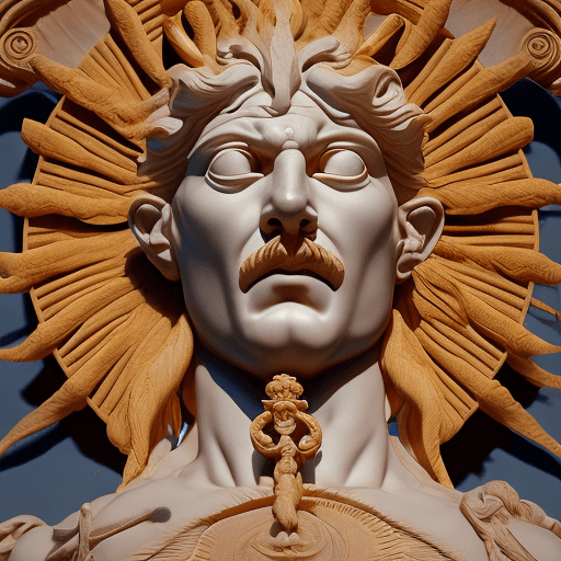 AI generated: perfect Sun God sculpture, in style of Michelangelo, sculpted from sunlights, intricate, delicate, h...