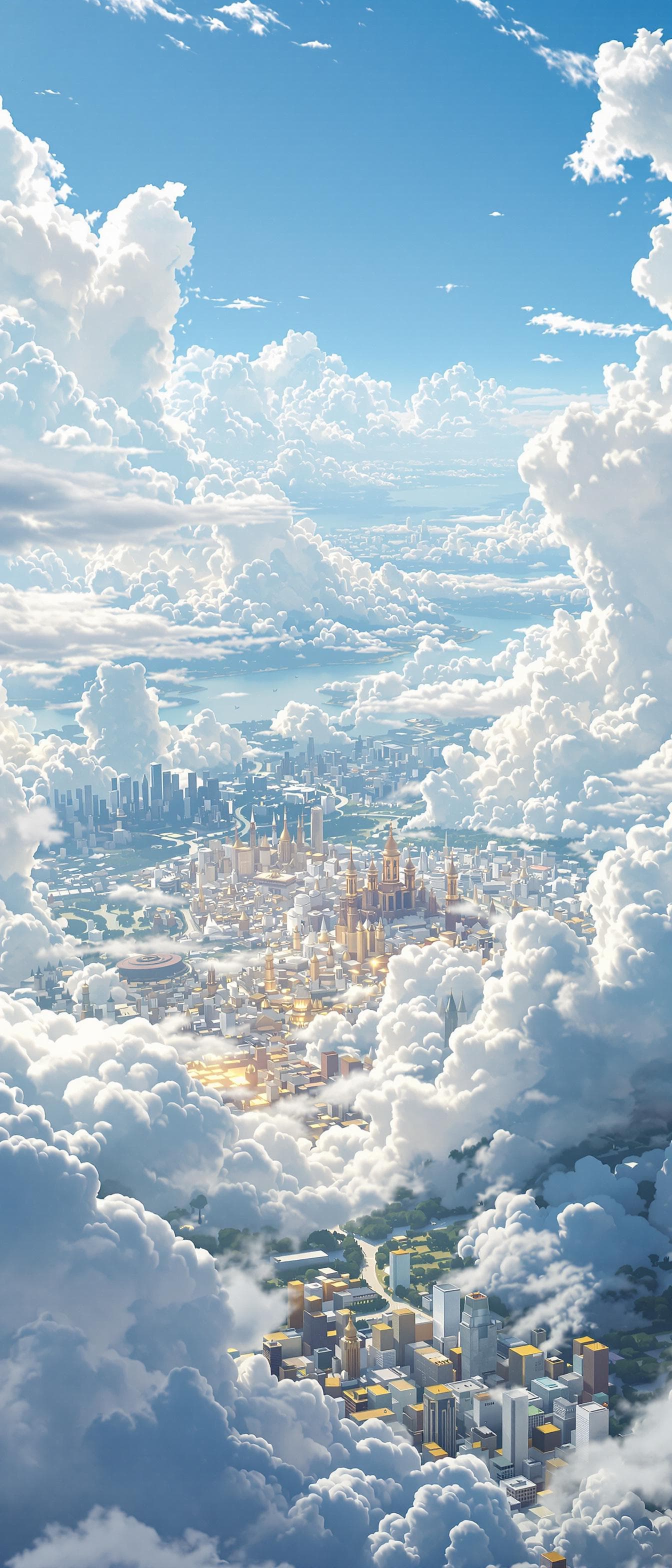 AI generated: heaven, massive golden city far off in the distance, light blue  sky with no cloudss,
Hyperrealistic...