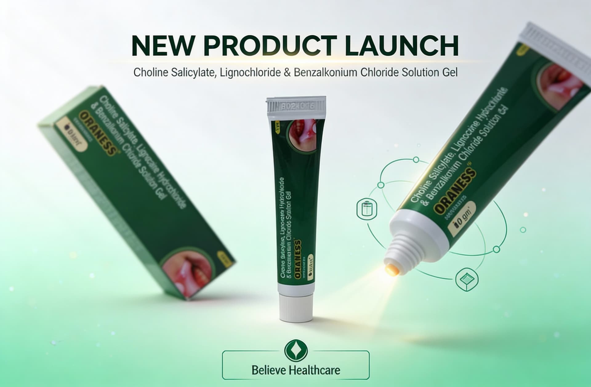 AI generated: Create a premium pharmaceutical new product launch marketing video using the attached ORANESS oral g...