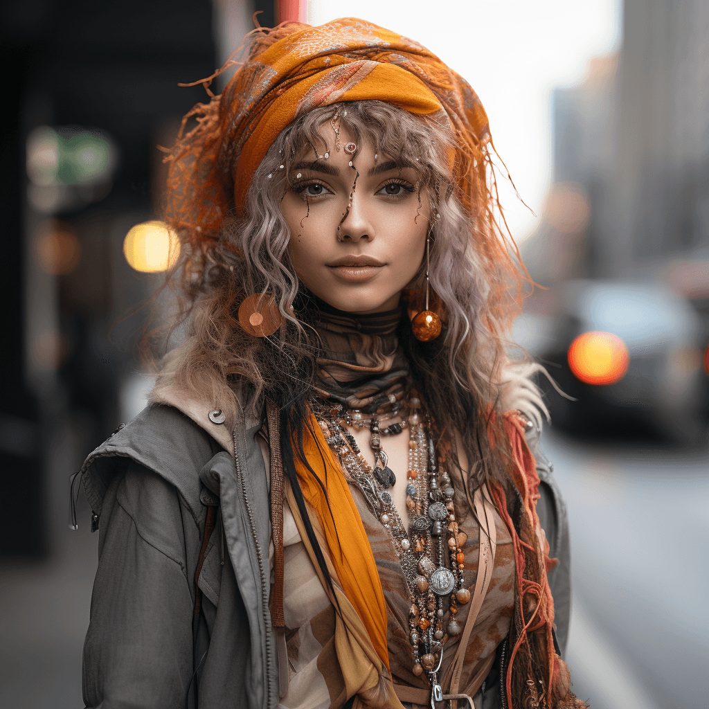 AI generated: street style photo portrait of the young instagram model, sparklecore, appropriation artist, clear e...
