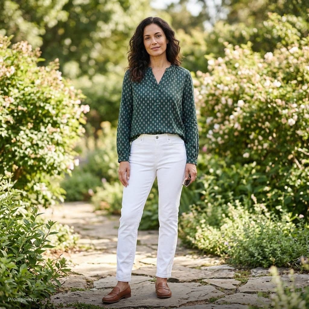 AI generated: Use the women in image, full body view from head