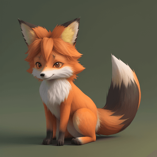 AI generated: Pose of an anime shy fox cub, orange fluffy tail and cautious, by Production I.G, earthy color, 3ds ...