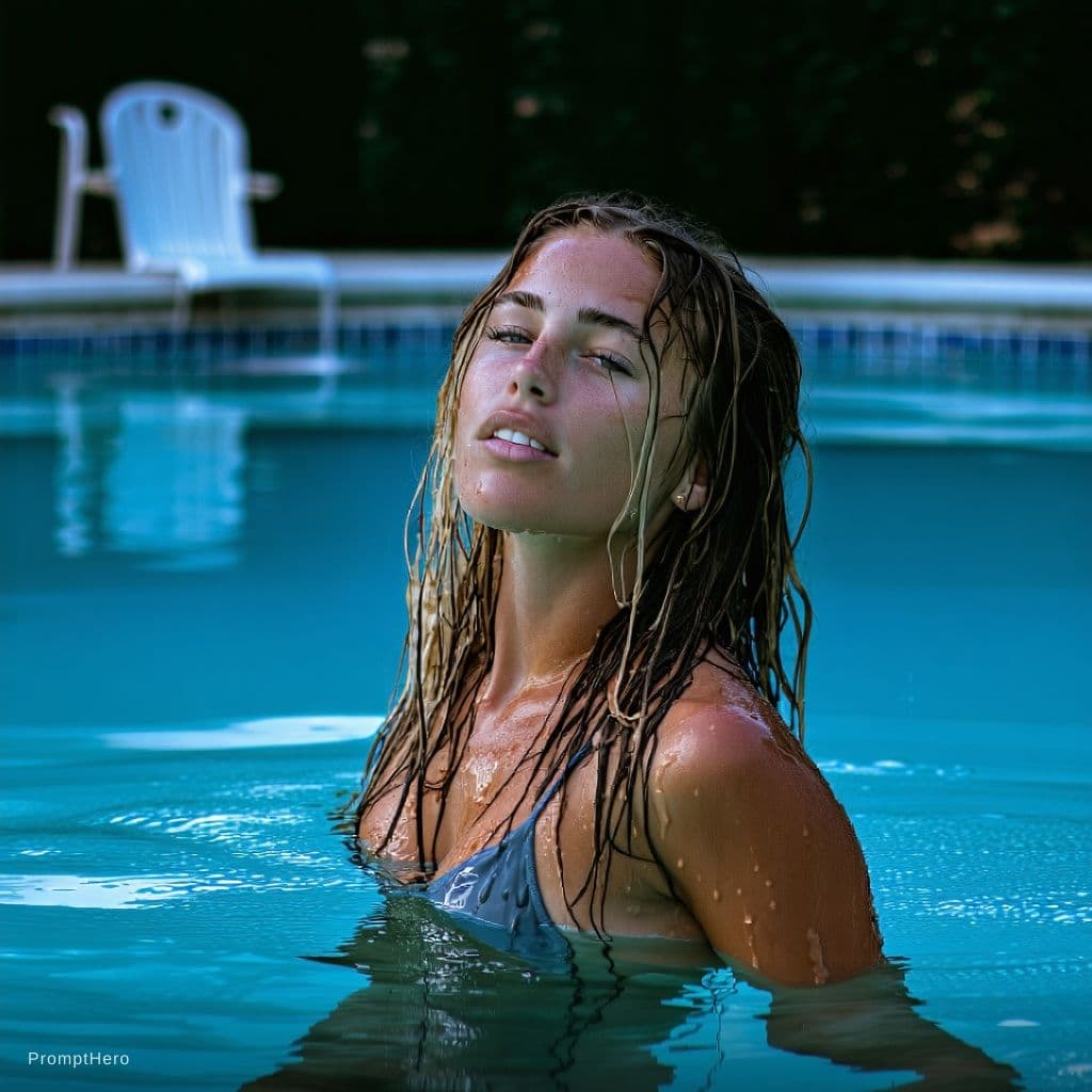 AI generated: In this captivating image, we see a candid photograph of an alluring woman, captured in a 3/4 shot a...