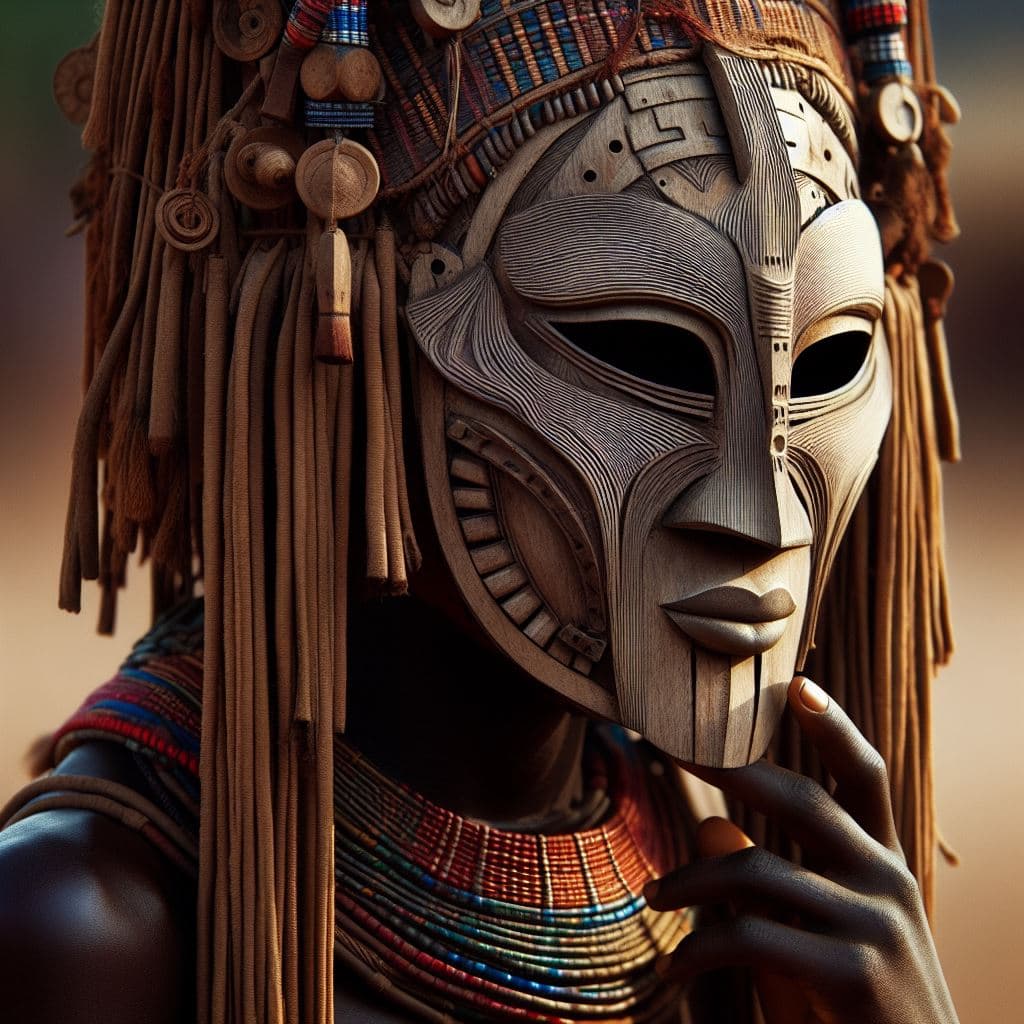 AI generated: African indigenuous masked dancer, NatGeo photography