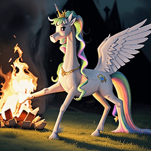 AI generated: princess celestia commiting arson