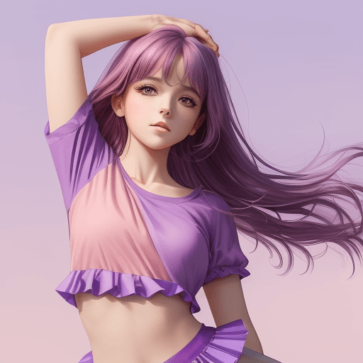 AI generated: I (Best Quality, Masterpiece), 1 prismatic girl, Pose, Wind, Upper Body, purple, and Pink Color Sche...
