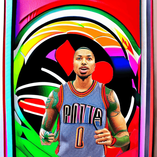 AI generated: NBA Player Damian Lillard by Lisa Frank, Drawing, Diorama, Technicolor