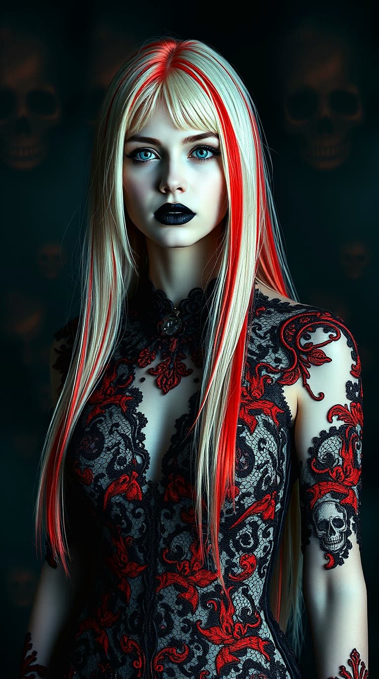 AI generated: A hyper realistic, full body photo of a very pale skin toned female, who resembles the embodiment of...