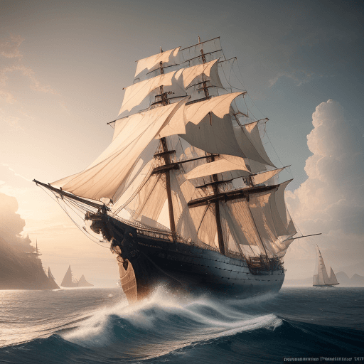 AI generated: Photo of a ultra realistic sailing ship, dramatic light, pale sunrise, cinematic lighting, battered,...