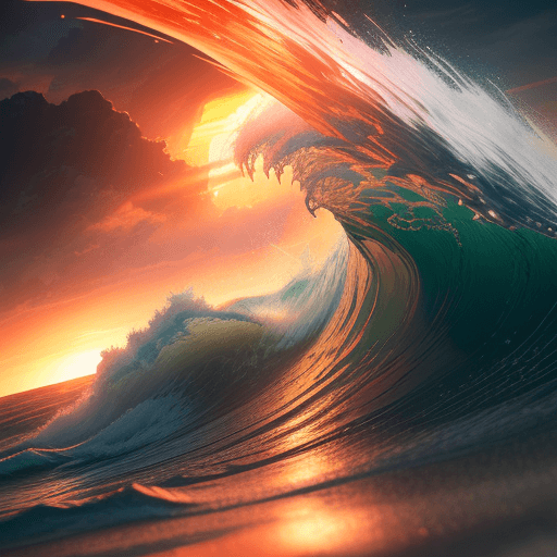 AI generated: Photo of a ultra realistic wave of fire
, dramatic light, pale sunrise, cinematic lighting, battered...