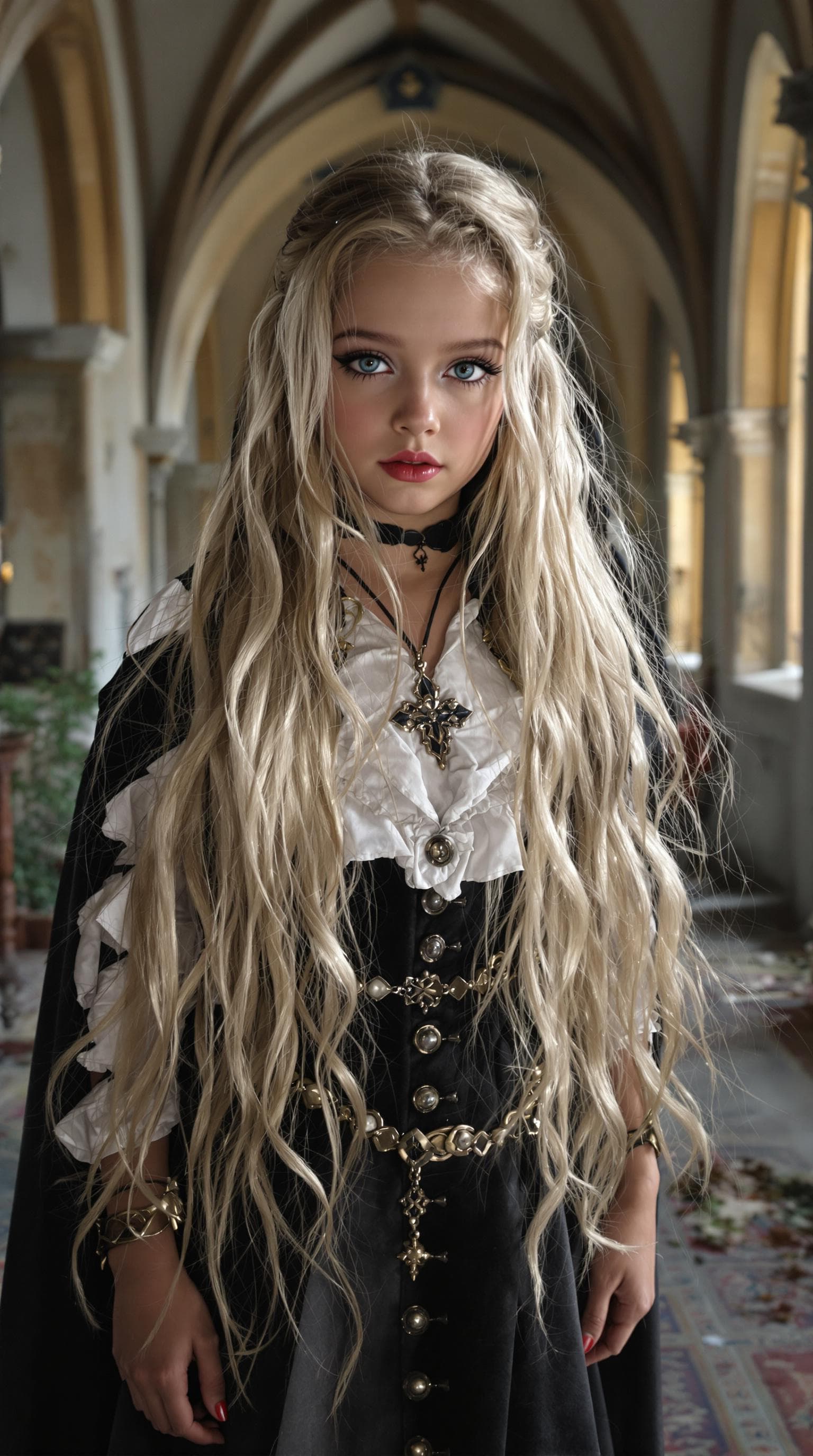 AI generated: a professional photo of a exceptionally beautiful in the world, Preacher the vampire hunter (age 9),...