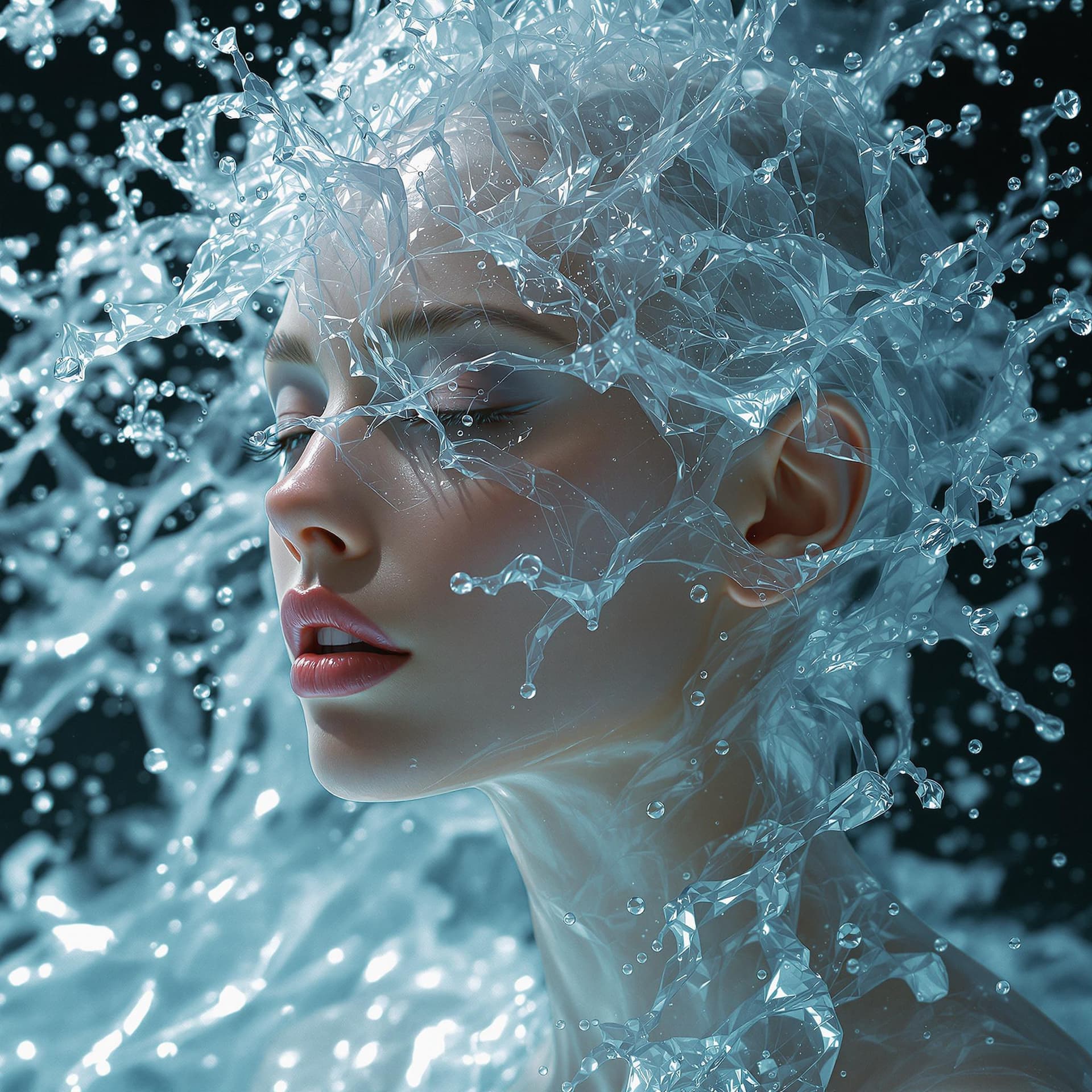 AI generated: Water texture for autodesk animation female genesis 2015, water texture for hair, in the style of ho...