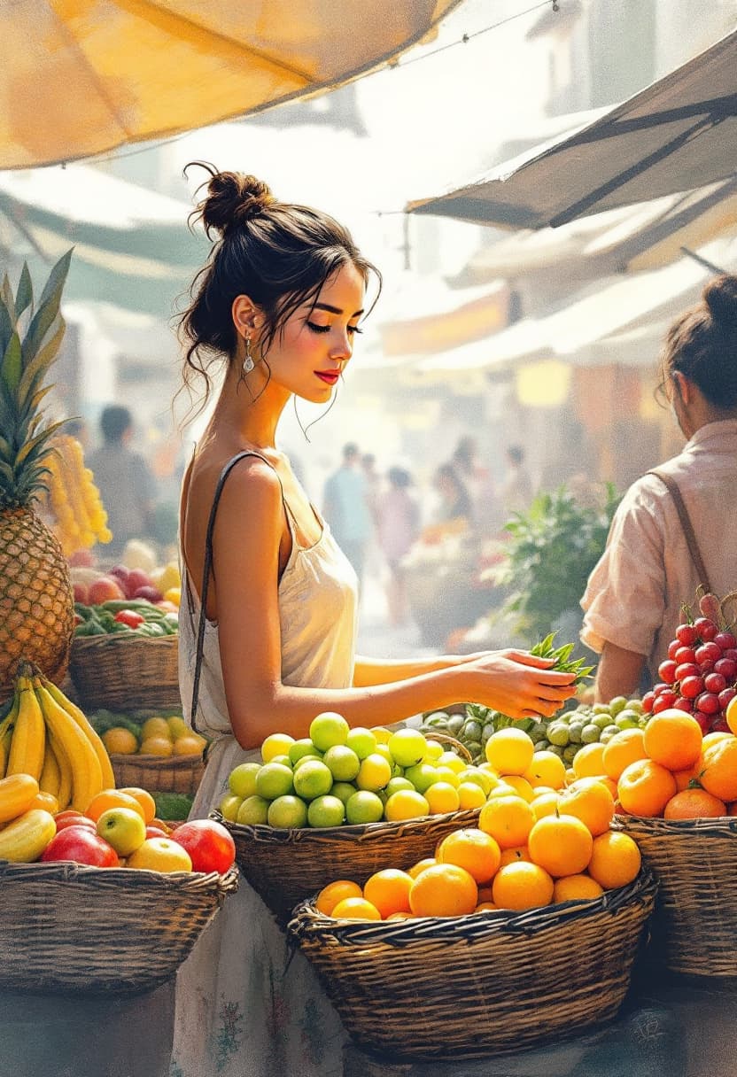 AI generated: Sketch Art, Beautiful Pencil Line Art, Artistic Brush Strokes, Beautiful, Market Vendor, Beautiful G...