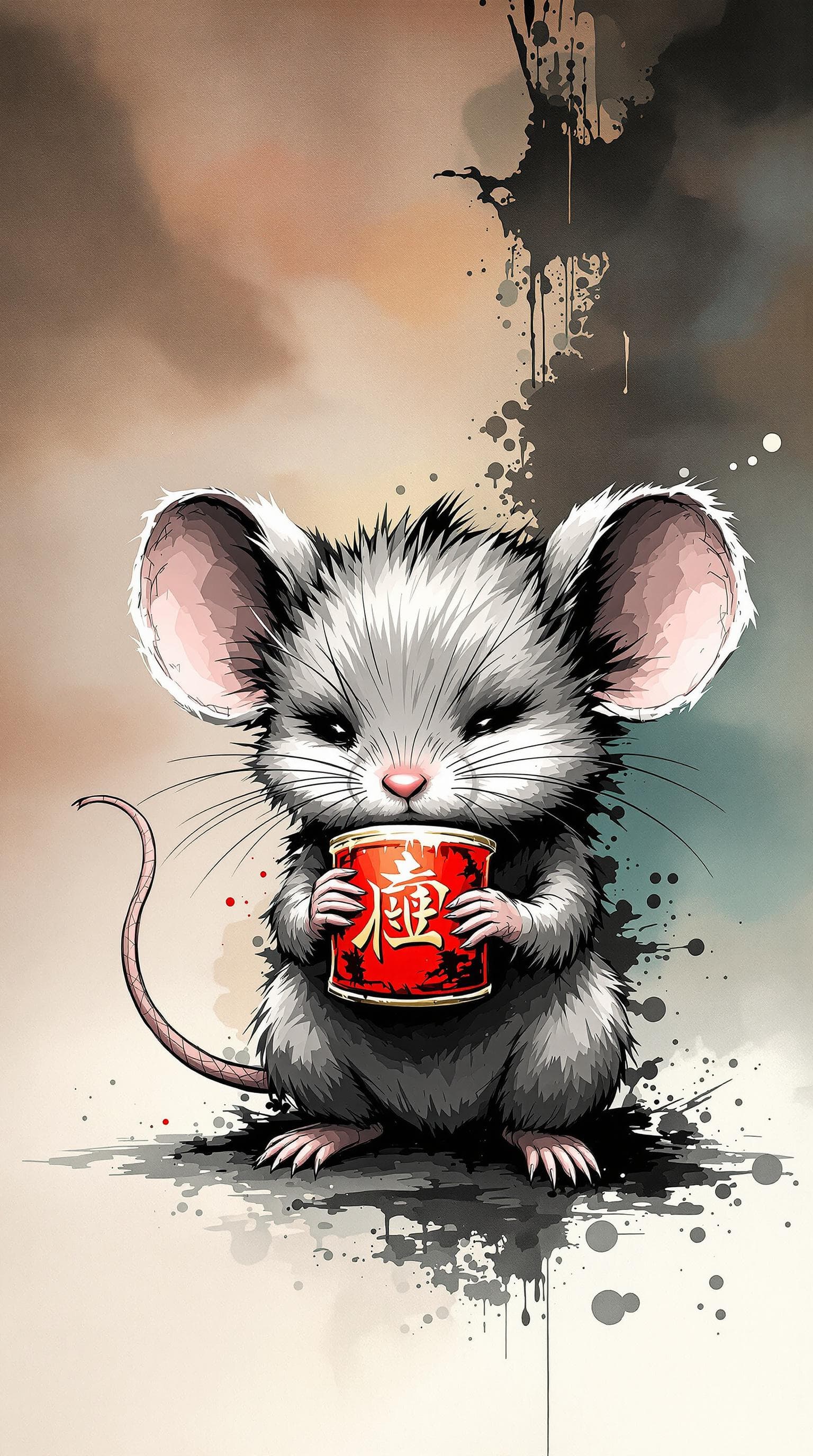 AI generated: exquisite，best quality, original, wallpaper,  complicated_background,ink style background， a cute Mo...